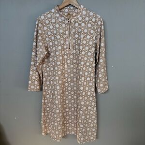 NWOT Spartina 449 Nora Half Zip Dress Garden House Size Large Peru Cotton Knit